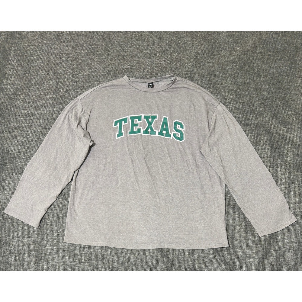 SHEIN Mens Large Long Sleeve Shirt Texas Graphic Grey